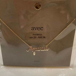 Zodiac sign “Aquarius” Necklace in Brass by Avec.